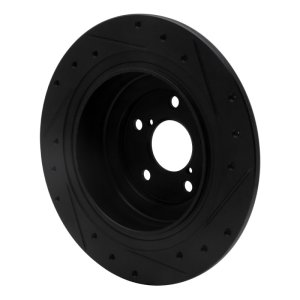 Subaru Outback Brake Rotor (1) - Rear Left - R1 Concepts - Drilled & Slotted - Black - `00-`06